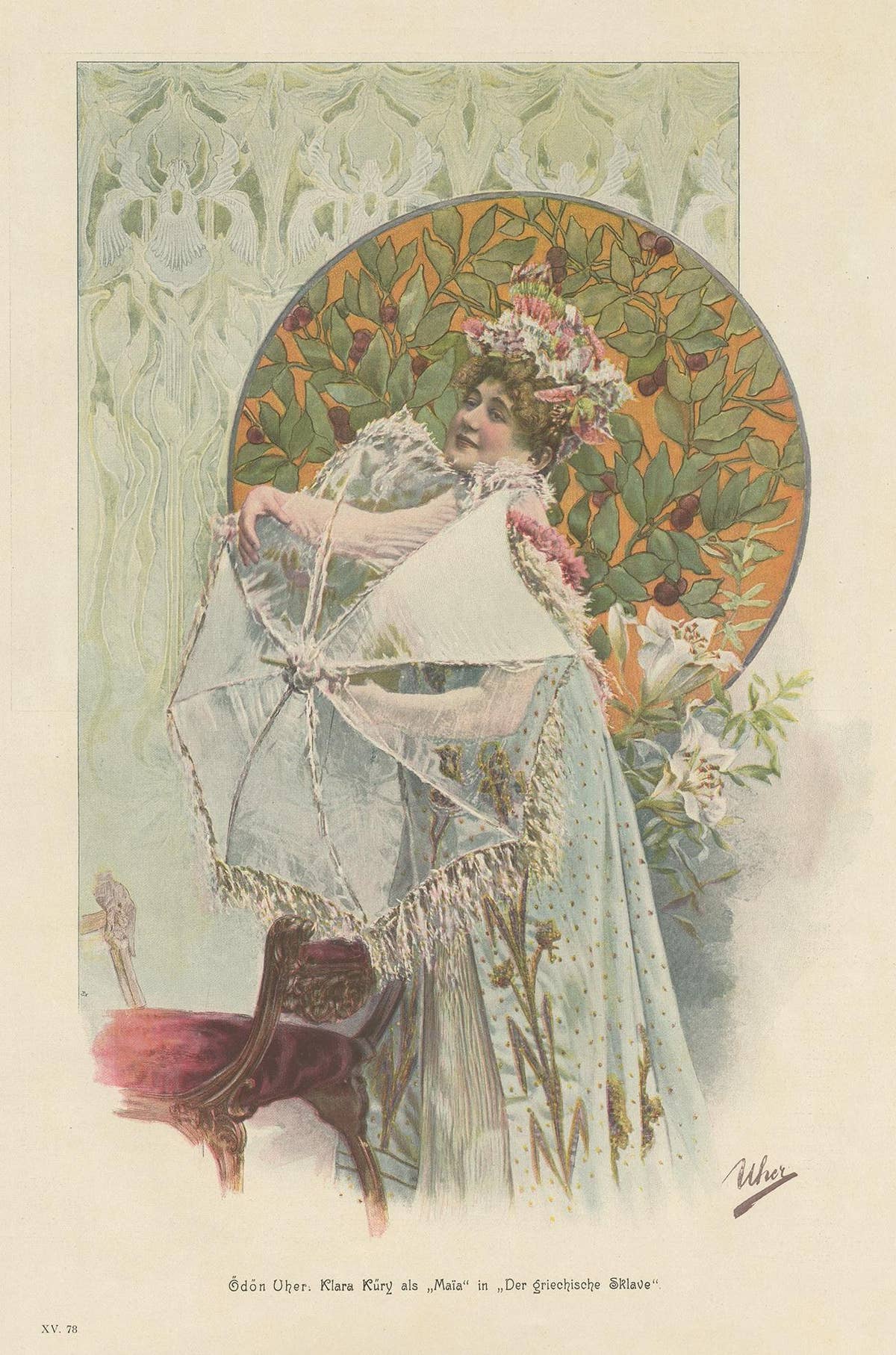 Antique Print of a Stage Actress, circa 1900