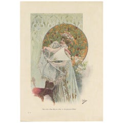 Antique Print of a Stage Actress, circa 1900