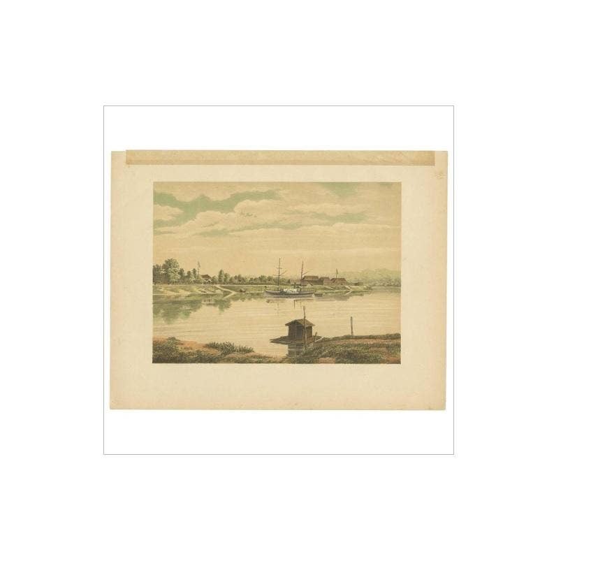 Antique Print of a Steamship at the Barito River by M.T.H. Perelaer, 1888