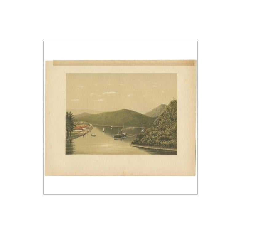 XIXe siècle Impression ancienne d'un navire à vapeur au large de Legundi par M.T.H. Perelaer, 1888 en vente