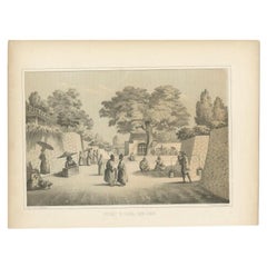 Antique Print of a Street in Naha or Napha, Lee Chew in China, '1856'