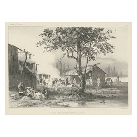 Antique Print of a Street Kitchen in Guangzhou in China, circa 1850