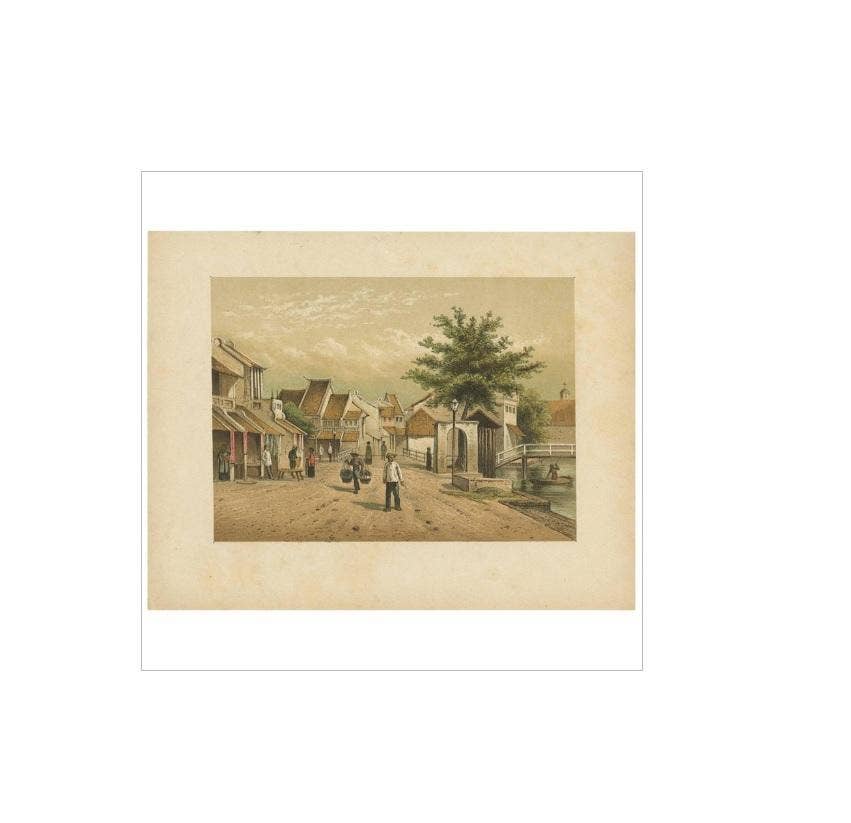 Antique Print of a Street View of Batavia, Indonesia by M.T.H. Perelaer, 1888