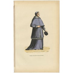Antique Print of a Sylvestrine Monk, 1845