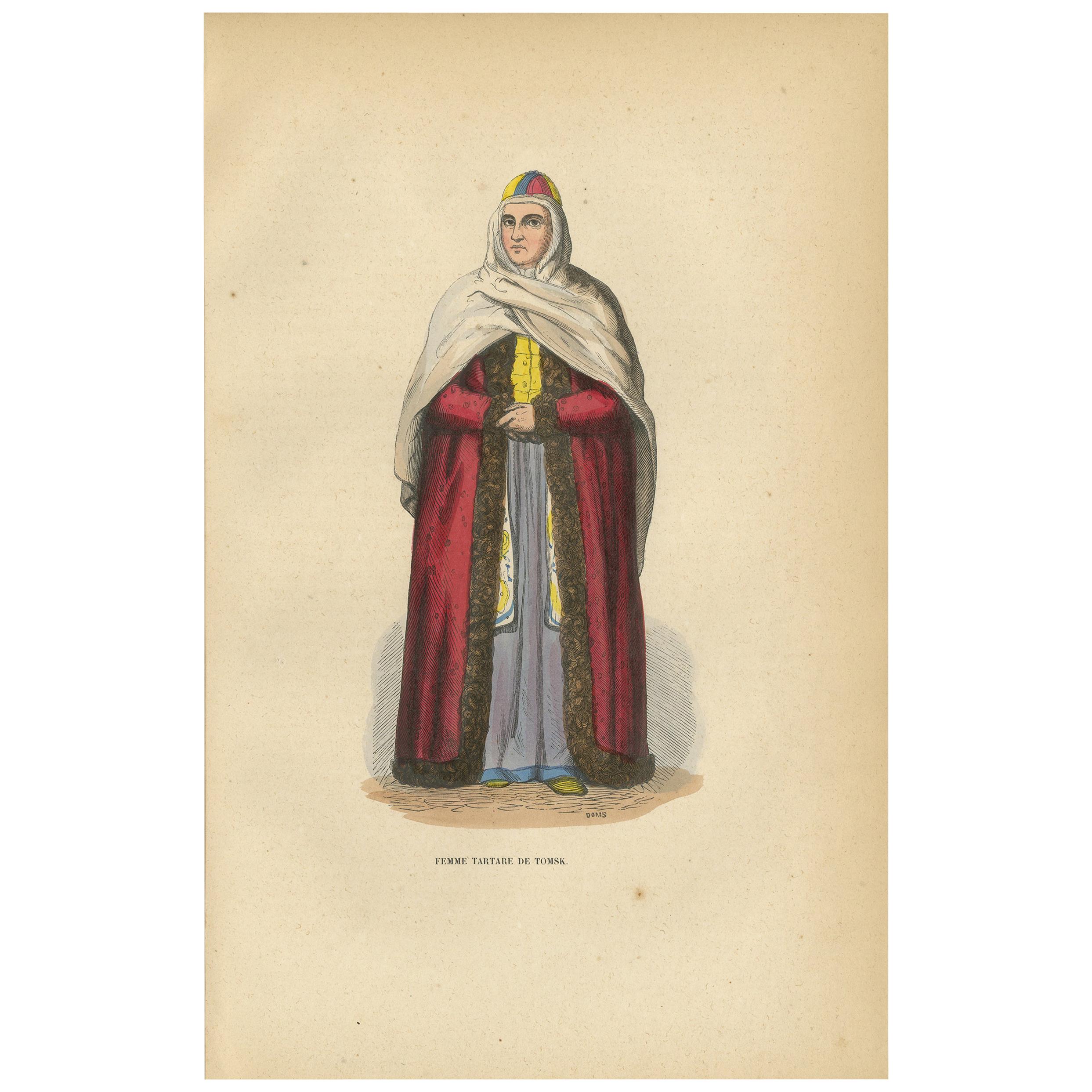 Antique Print of a Tatar Woman from Tomsk by Wahlen, '1843' For Sale