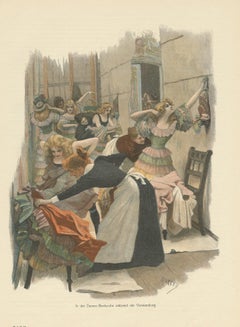 Antique Print of a Theater Dressing Room 'circa 1900'