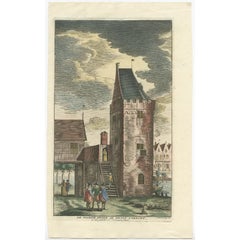 Antique Print of a Tower Zwigt Utrecht in Amsterdam by Goeree, 1765