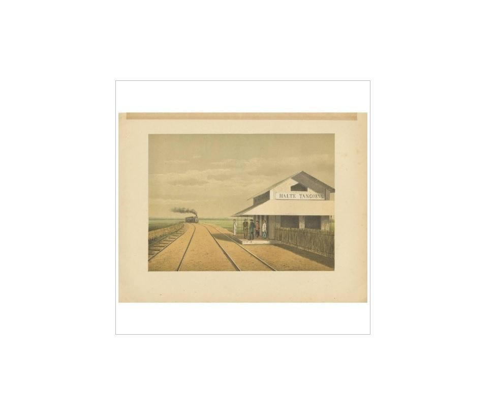 Antiker Druck einer Eisenbahnlinie in Tanggungharjo von M.T.H. Perelaer, 1888 im Zustand „Gut“ im Angebot in Langweer, NL