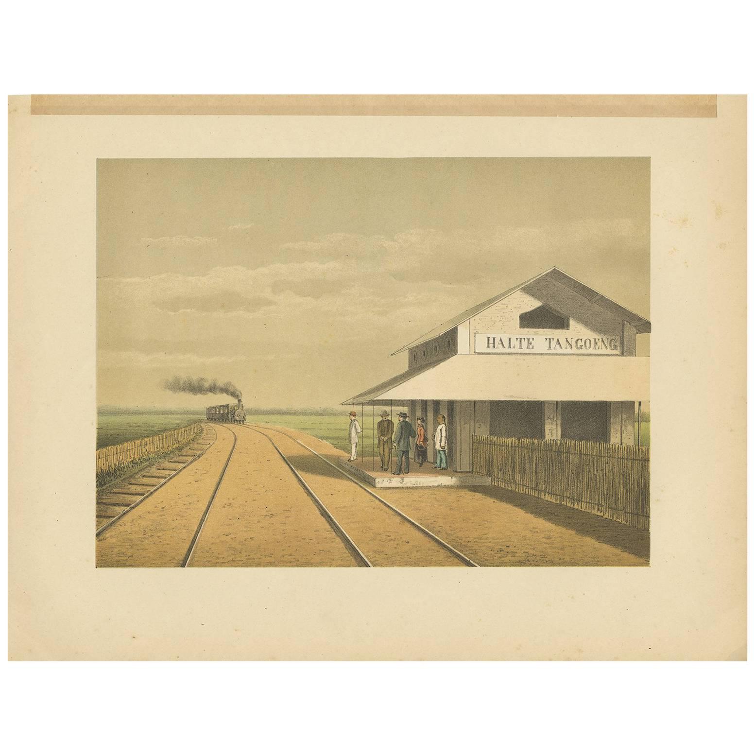 Antiker Druck einer Eisenbahnlinie in Tanggungharjo von M.T.H. Perelaer, 1888 im Angebot