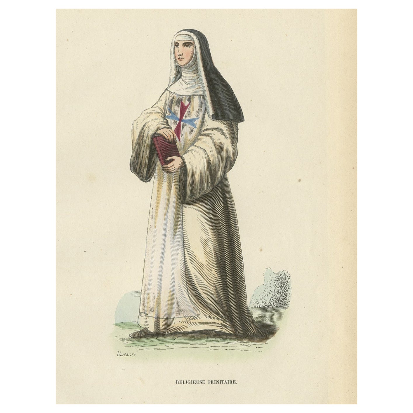 Antiker Druck einer Trinitarianen Nun, 1845