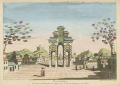 Antique Print of a Triumphal Arch in Guangzhou by Beauvais, circa 1700