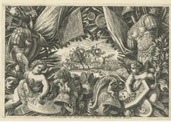 Antique Print of a Trophy of Arms by Lepautre, circa 1650
