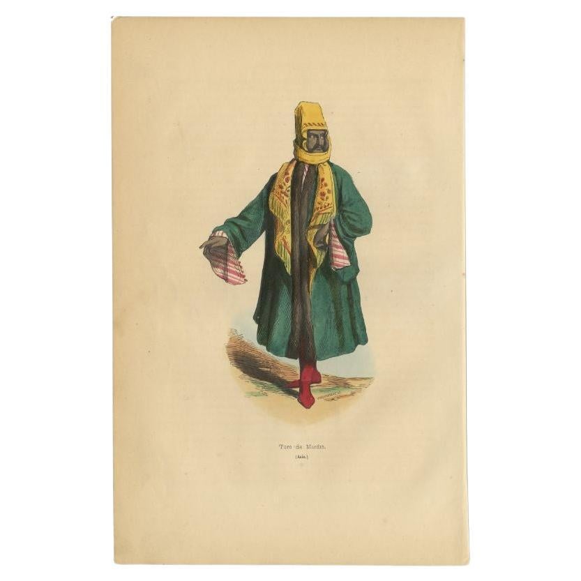 Antique Print of a Turk from Mardin, 1843 For Sale