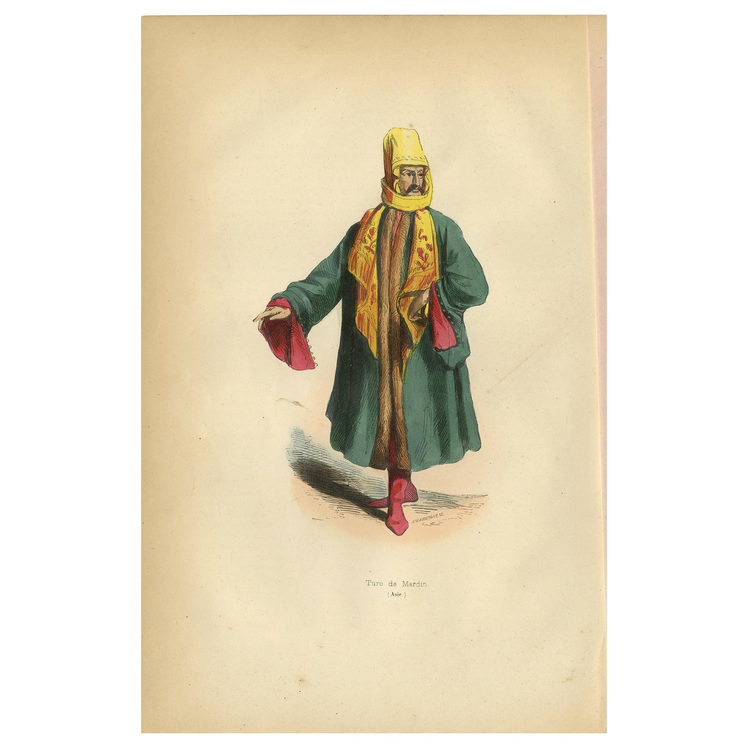 Antique Print of a Turk from Mardin by Wahlen, 1843 For Sale