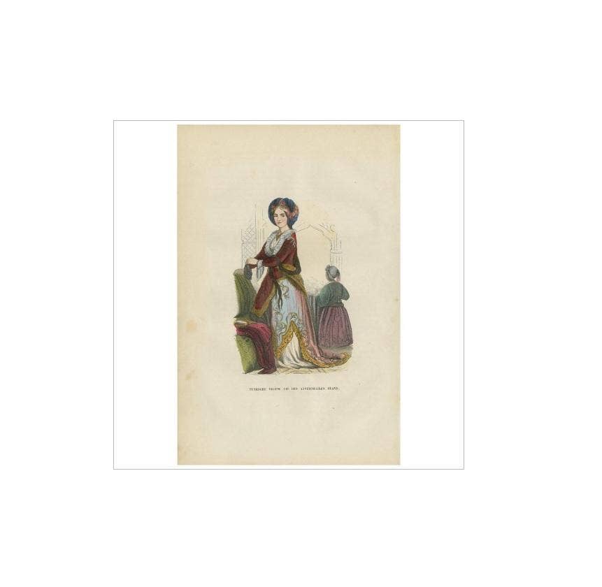 Antique Print of a Turkish Nobility 'Female' by H. Berghaus, 1855
