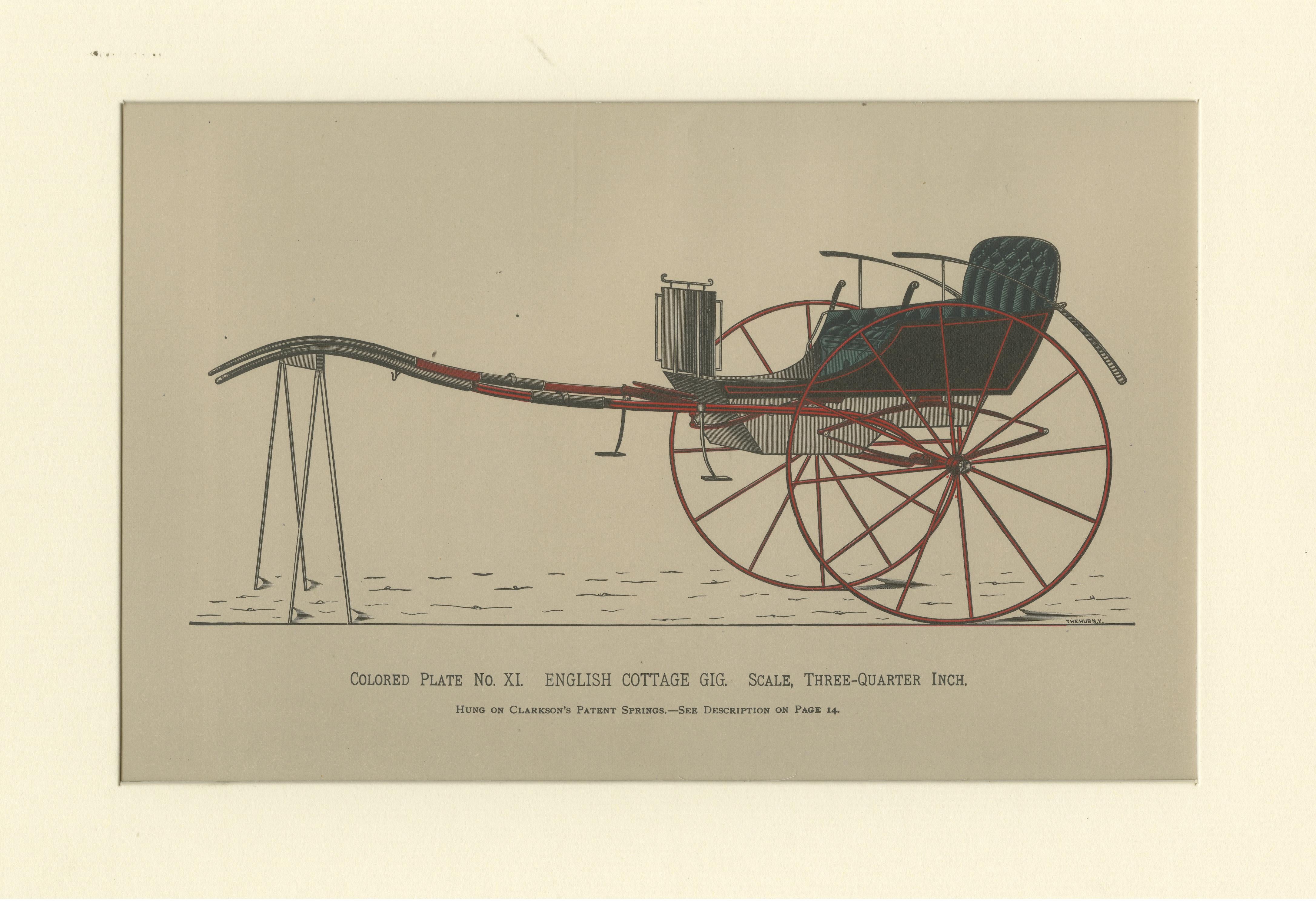 Antique Print of a Two Wheeled Cart In Good Condition For Sale In Langweer, NL