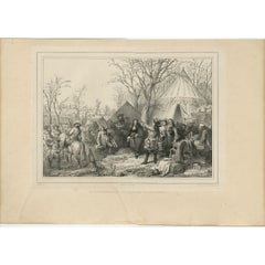 Impression ancienne de A. Vandermeulen à la Siege de Valenciennes par Madou, 1842