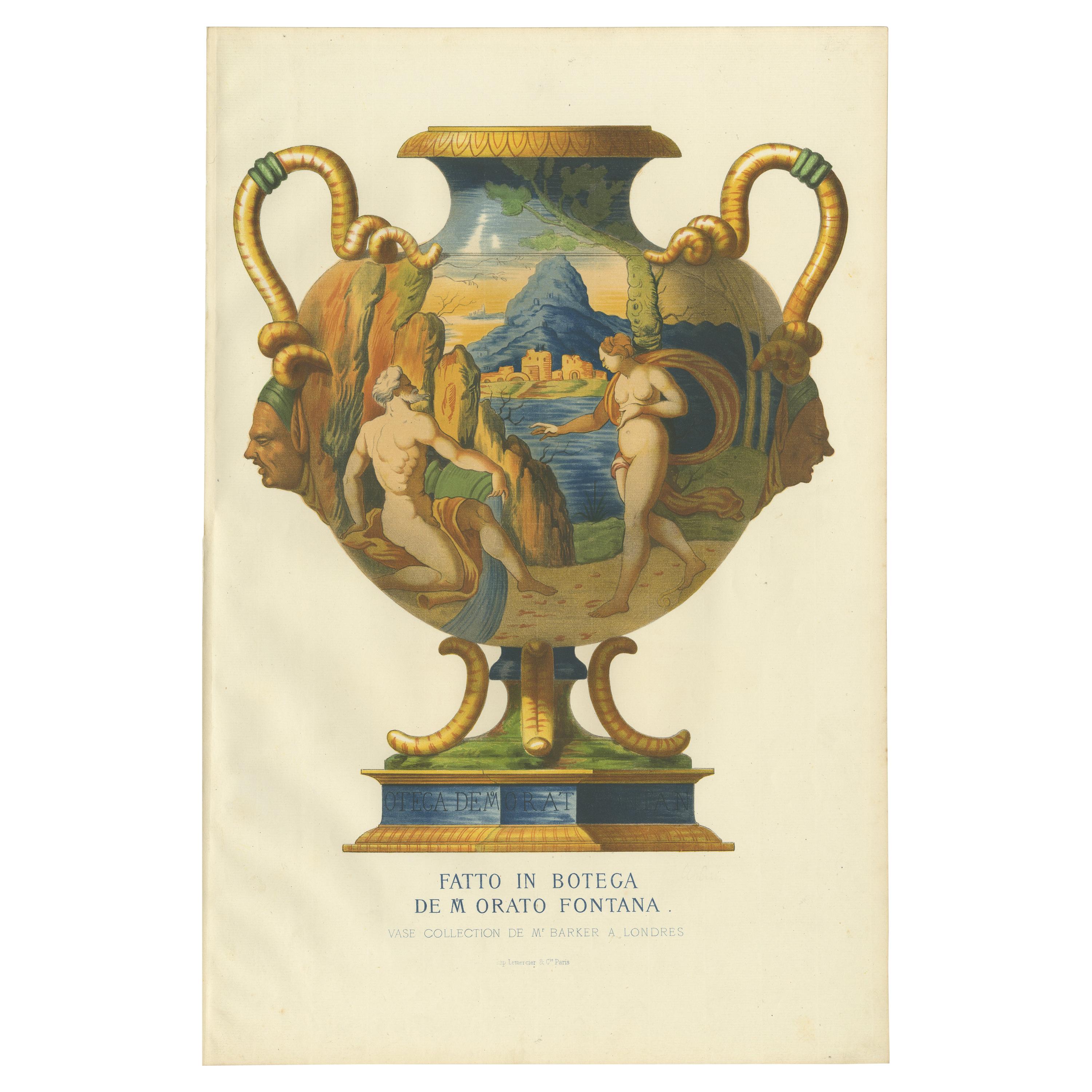 Impression ancienne d'un vase de M. Barker par Delange (1869)