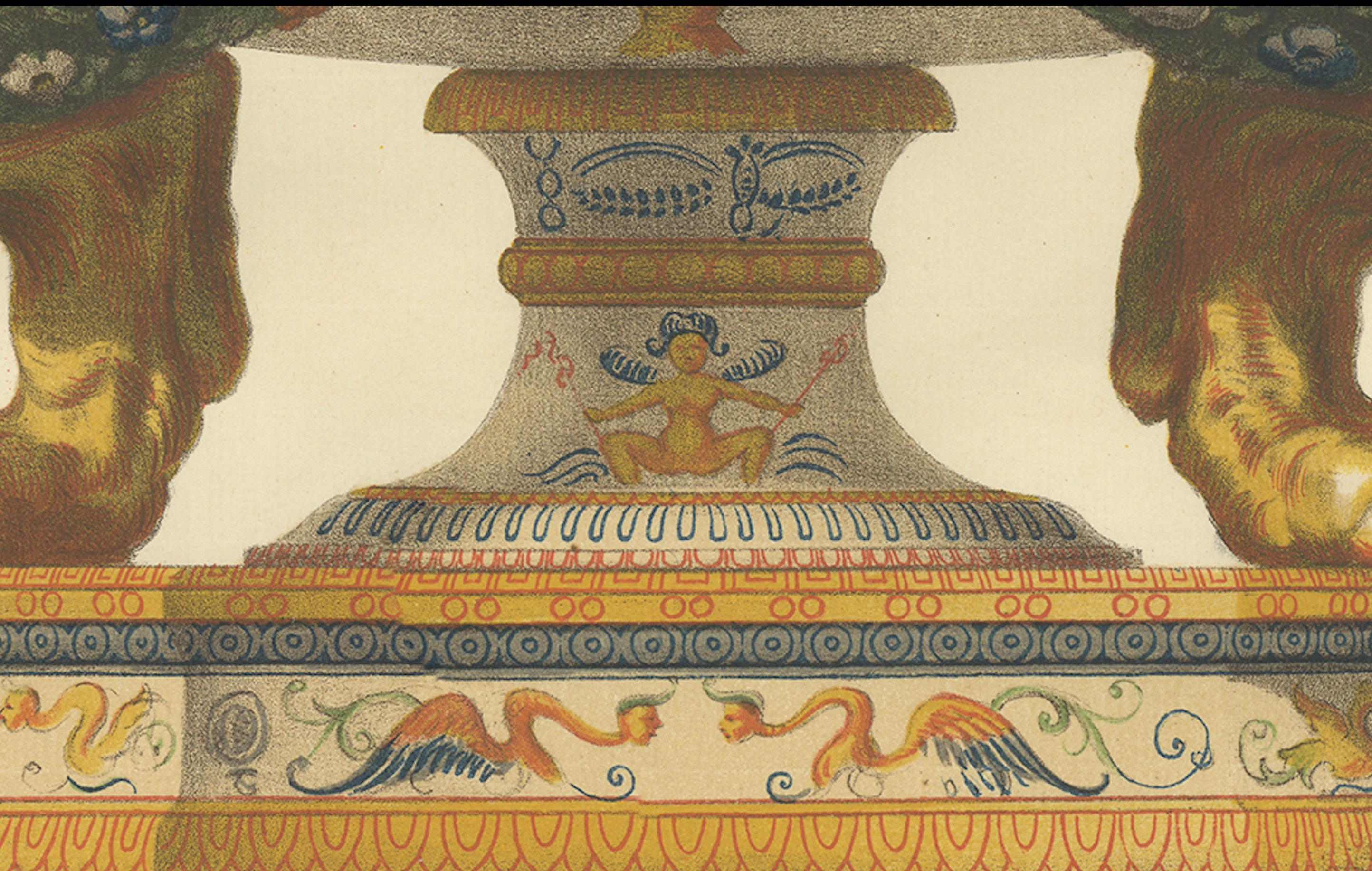 Antiker Druck einer Vase des Nationalmuseums in Stockholm von Delange '1869' im Angebot 2
