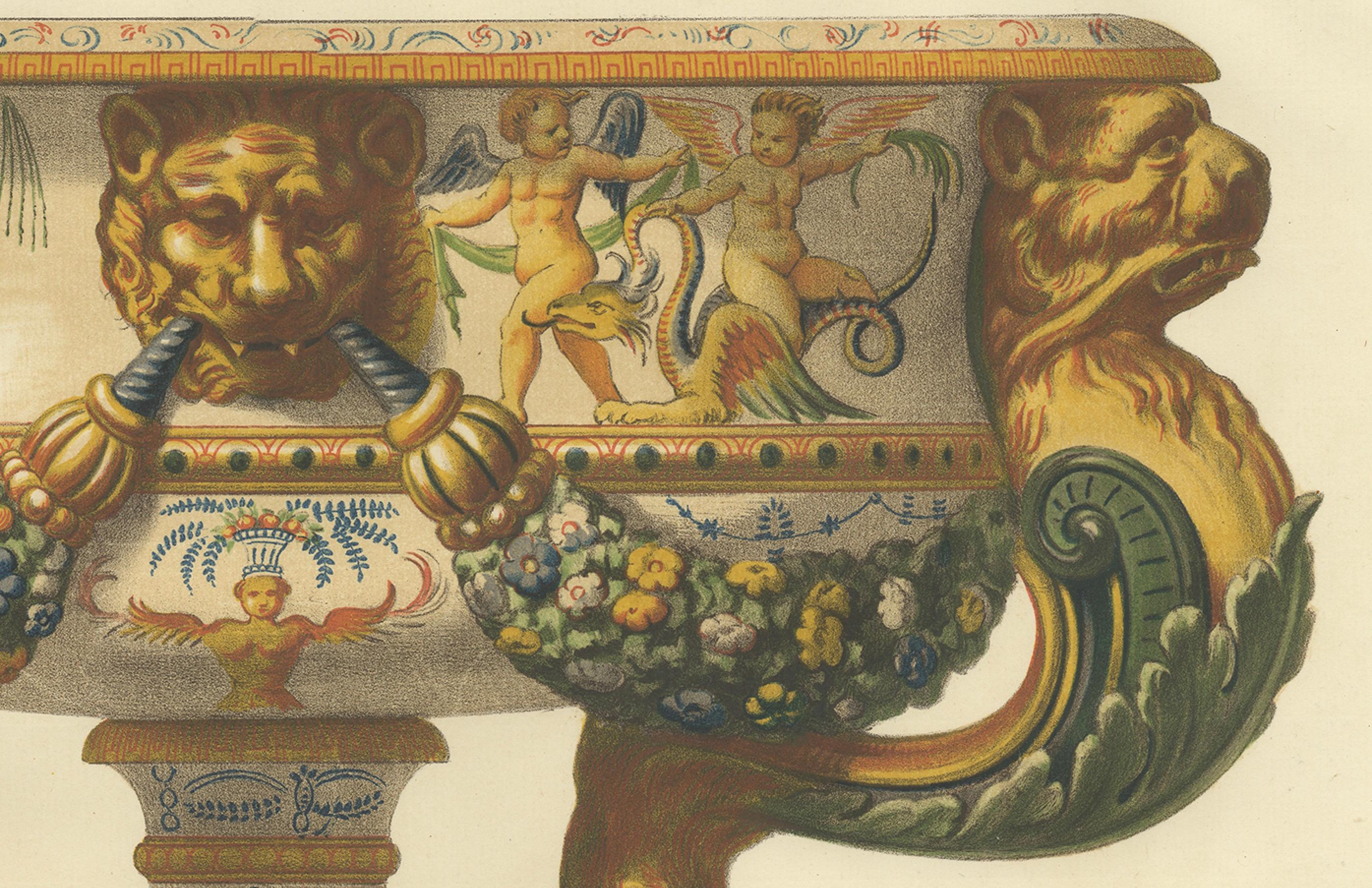 Antiker Druck einer Vase des Nationalmuseums in Stockholm von Delange '1869' im Angebot 1
