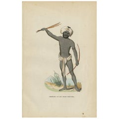 Antiker Druck eines auf Vatulele-Inseln lebenden "Fiji" von H. Berghaus, 1855
