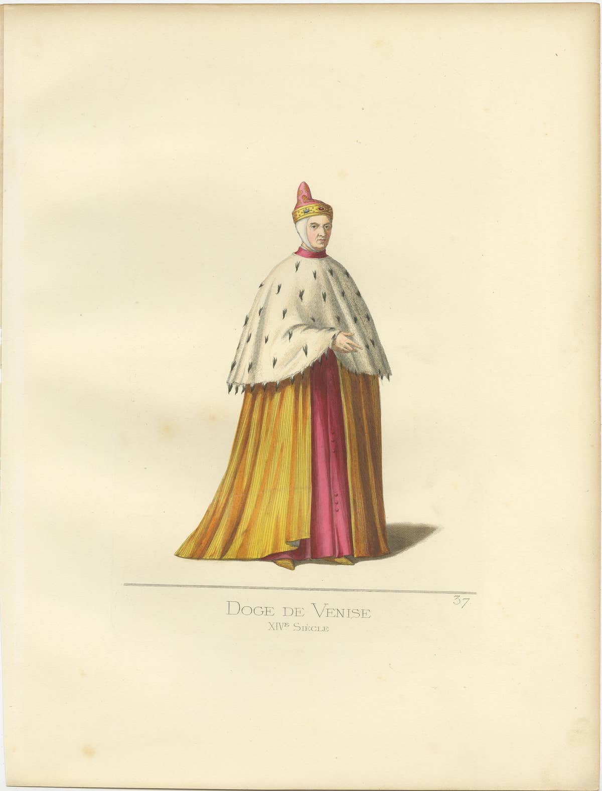 Antique Print of a Venetian Doge by Bonnard, 1860