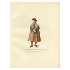 Antique Print of a Venetian Merchant, 15th century, by Bonnard, 1860