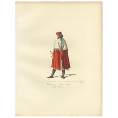 Antique Print of a Venetian Nobleman, Italy, 15th Century, by Bonnard, 1860