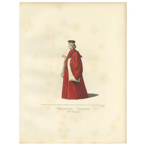Antique Print of a Venetian Senator, 15th Century, by Bonnard, 1860