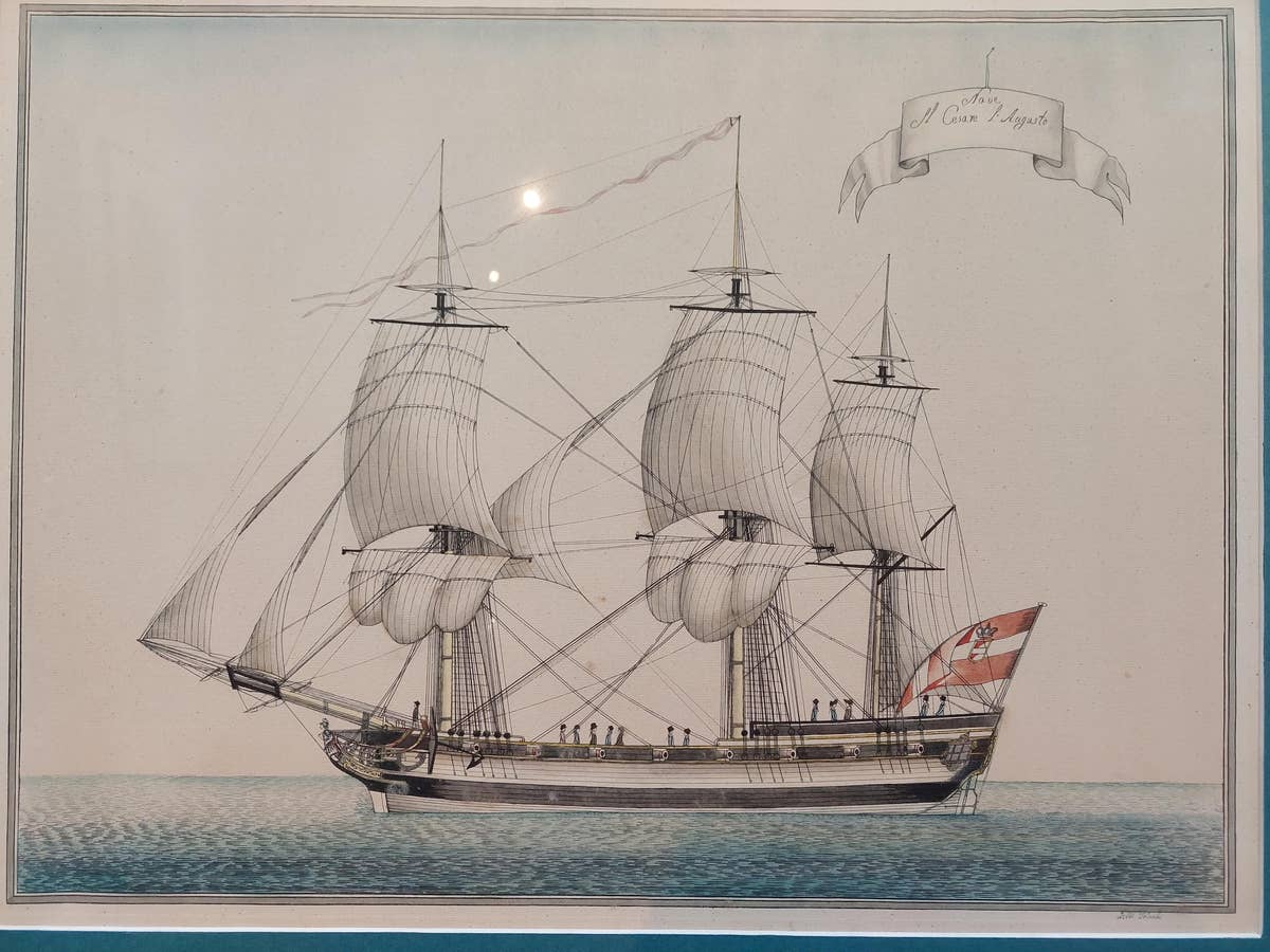 Antique Print of a Vessel 'c.1850'
