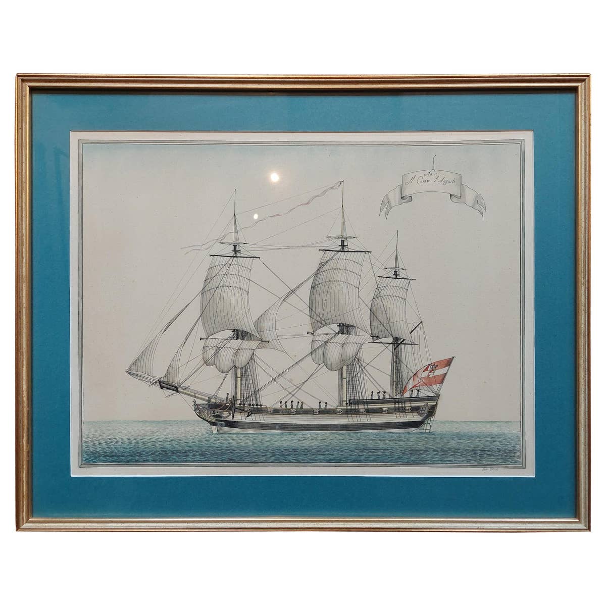 Antique Print of a Vessel 'c.1850'
