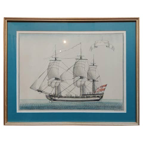 Antique Print of a Vessel 'c.1850'