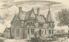 Stampa antica di una villa residence ad Ascot del 1879