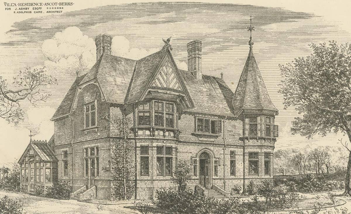 Antique Print of a Villa Residence in Ascot '1879'