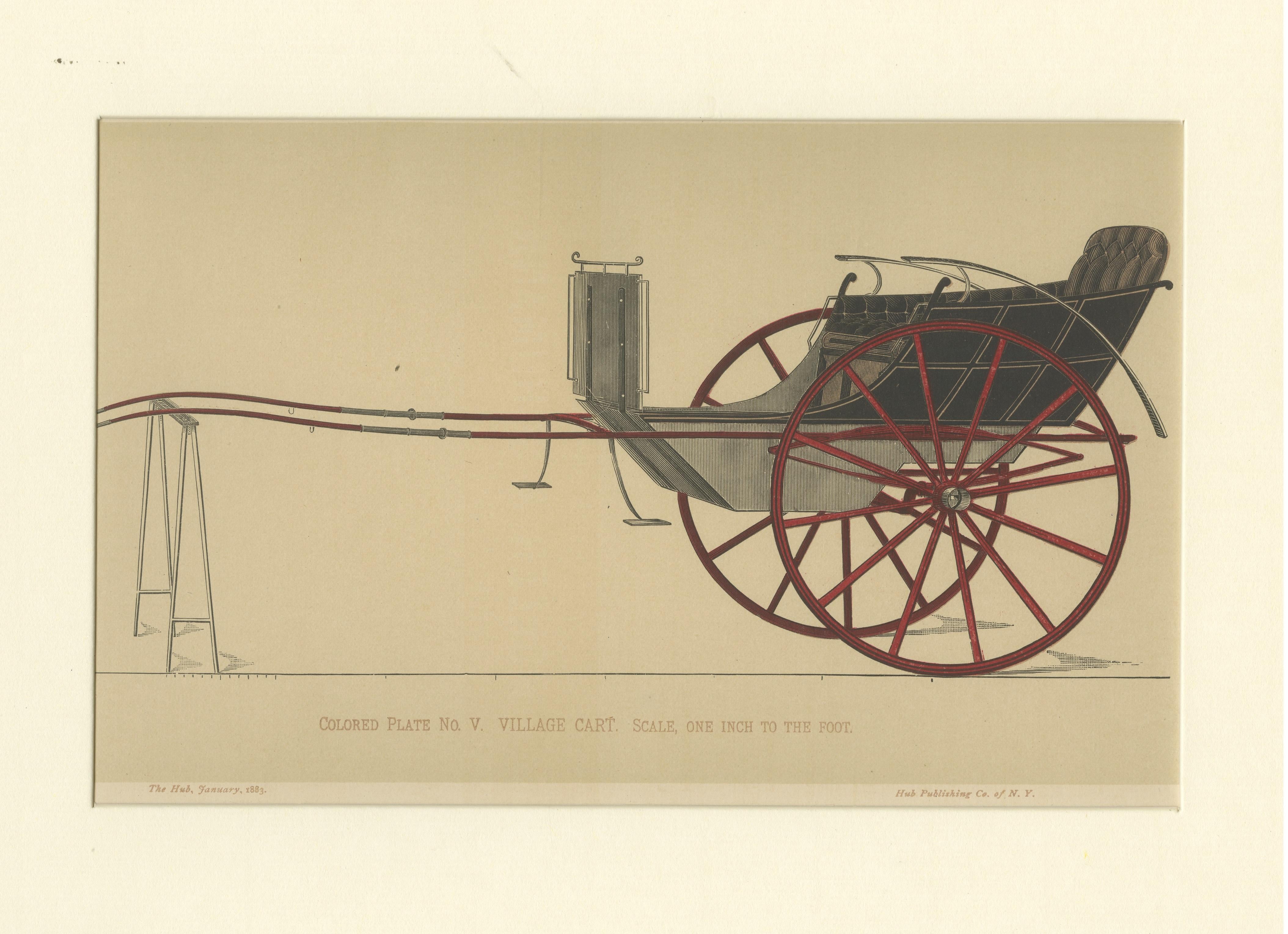 Antique Print of a Village Cart In Good Condition For Sale In Langweer, NL