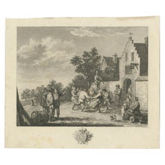 Antique Print of a Village Scene by Weisbrod, circa 1800