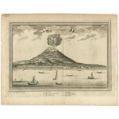 Antique Print of a Volcano in Ternate in Indonesia, 1751