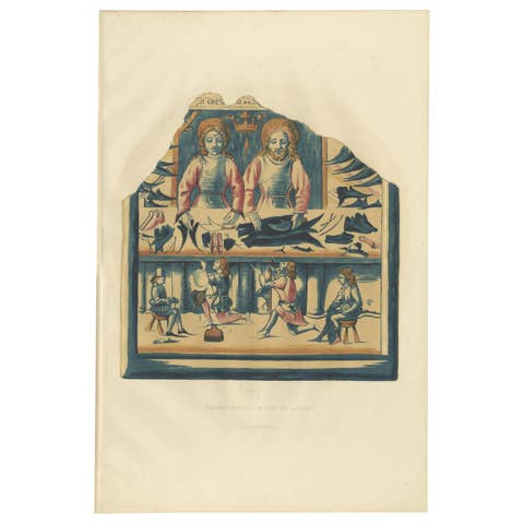 Antique Print of a Votive Plaque by Delange '1869'