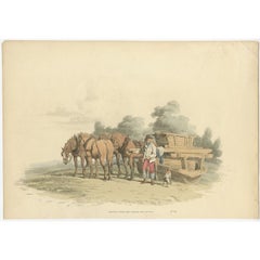 Antique Print of a Waggon Drawn by Four Horses, 1805
