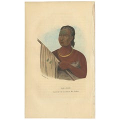 Antique Print of a Warrior of the Sauk by Prichard '1843'
