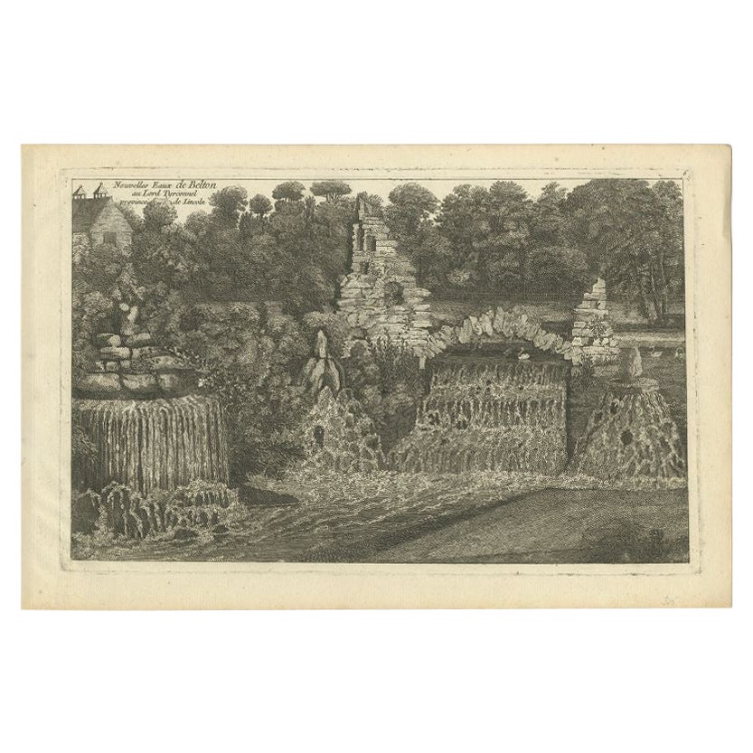 Grabado antiguo de una cascada en la provincia de Lincoln, C.1785