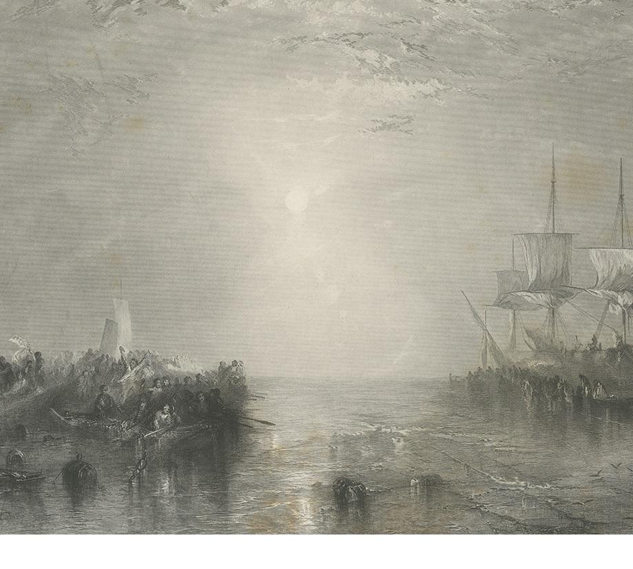 Antiker Druck eines Walfangschiffs von Brandard:: um 1880 im Zustand „Relativ gut“ in Langweer, NL