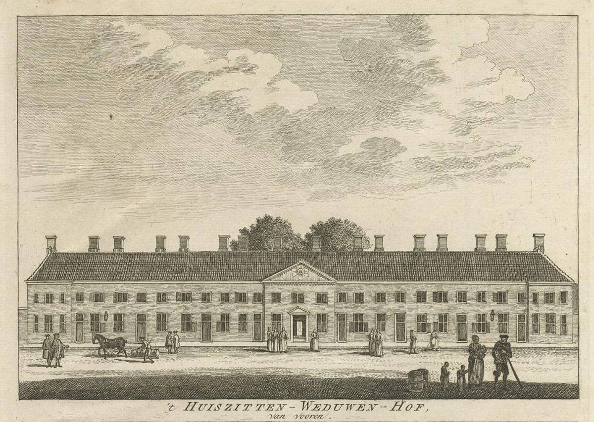 Antique Print of a Widows House in Amsterdam, The Netherlands, c.1760
