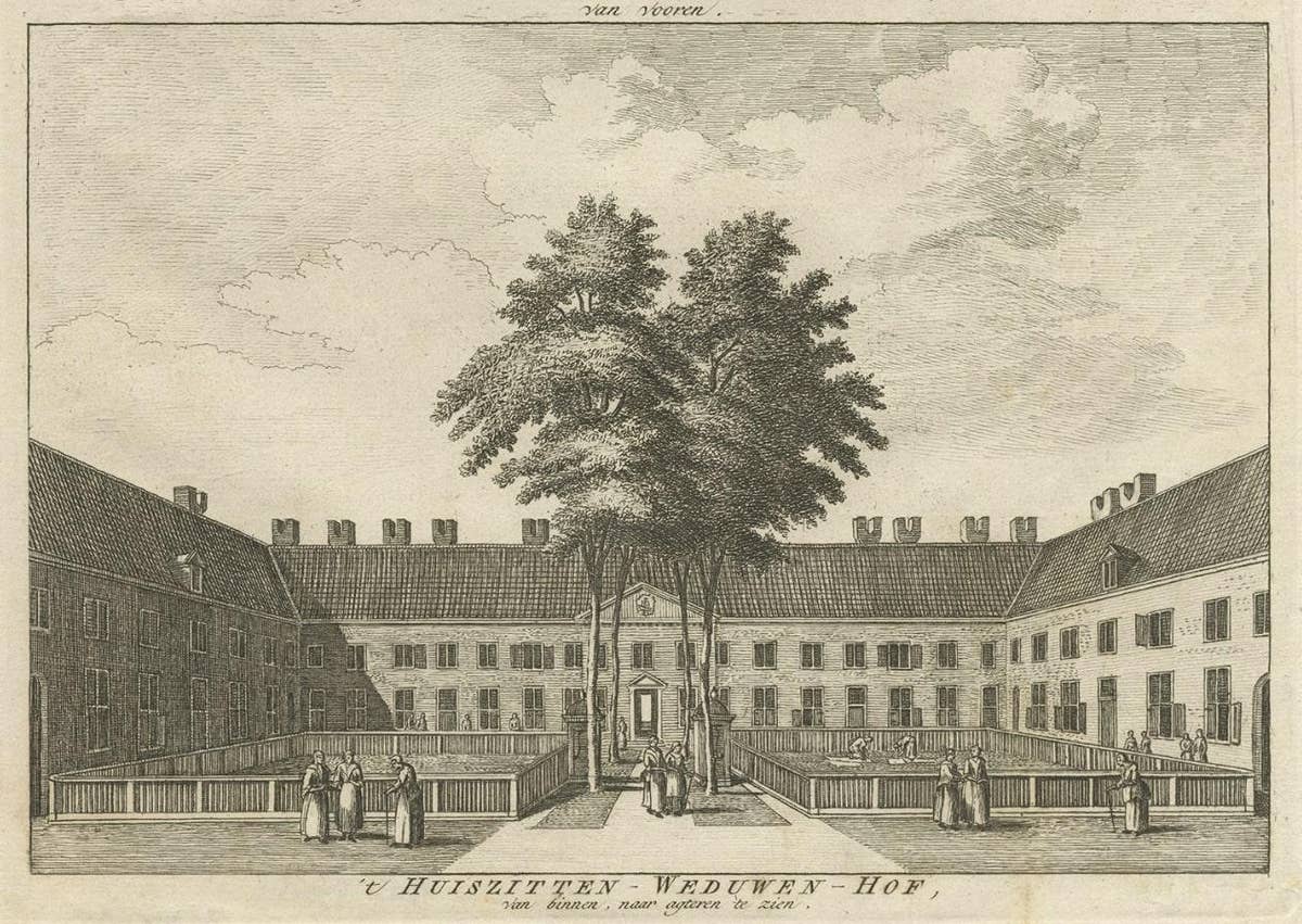Antique Print of a Widows House in Amsterdam, The Netherlands, c.1760