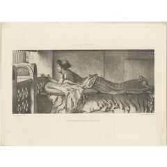 Antique Print of a Woman Counting Passerby's after a work of Alma Tadema, c.1890