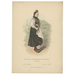 Antique Print of a Woman from Montafon in Winter Costume, circa 1880