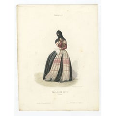 Antique Print of a Woman from Tapada De Saya, Lima, Peru, South America, 1850