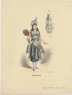 Antique Fashion Print – Lady in Oriental Costume by G. Donjean, c.1870