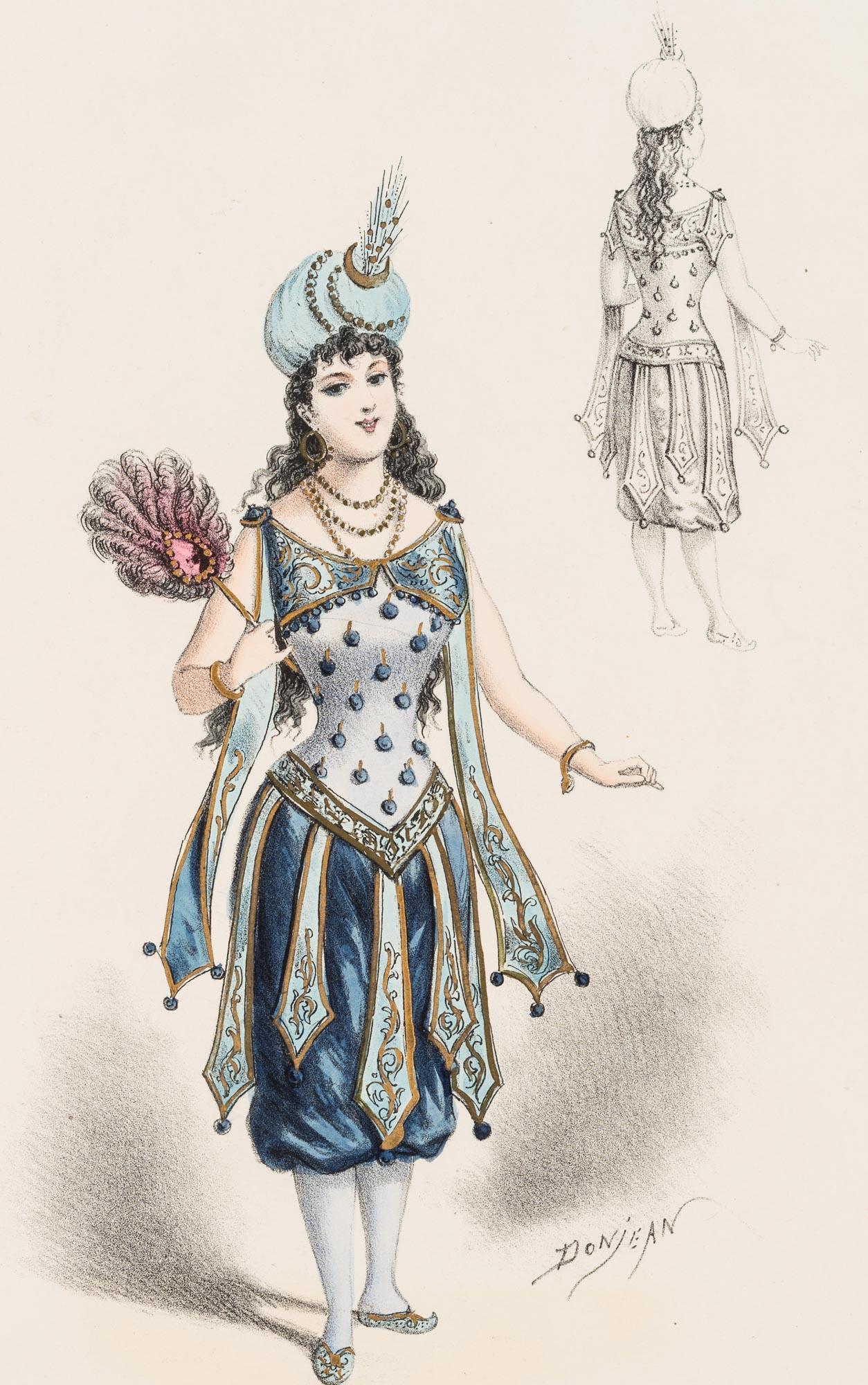 Antiker Druck einer Frau in orientalischem Kostüm im Angebot 1