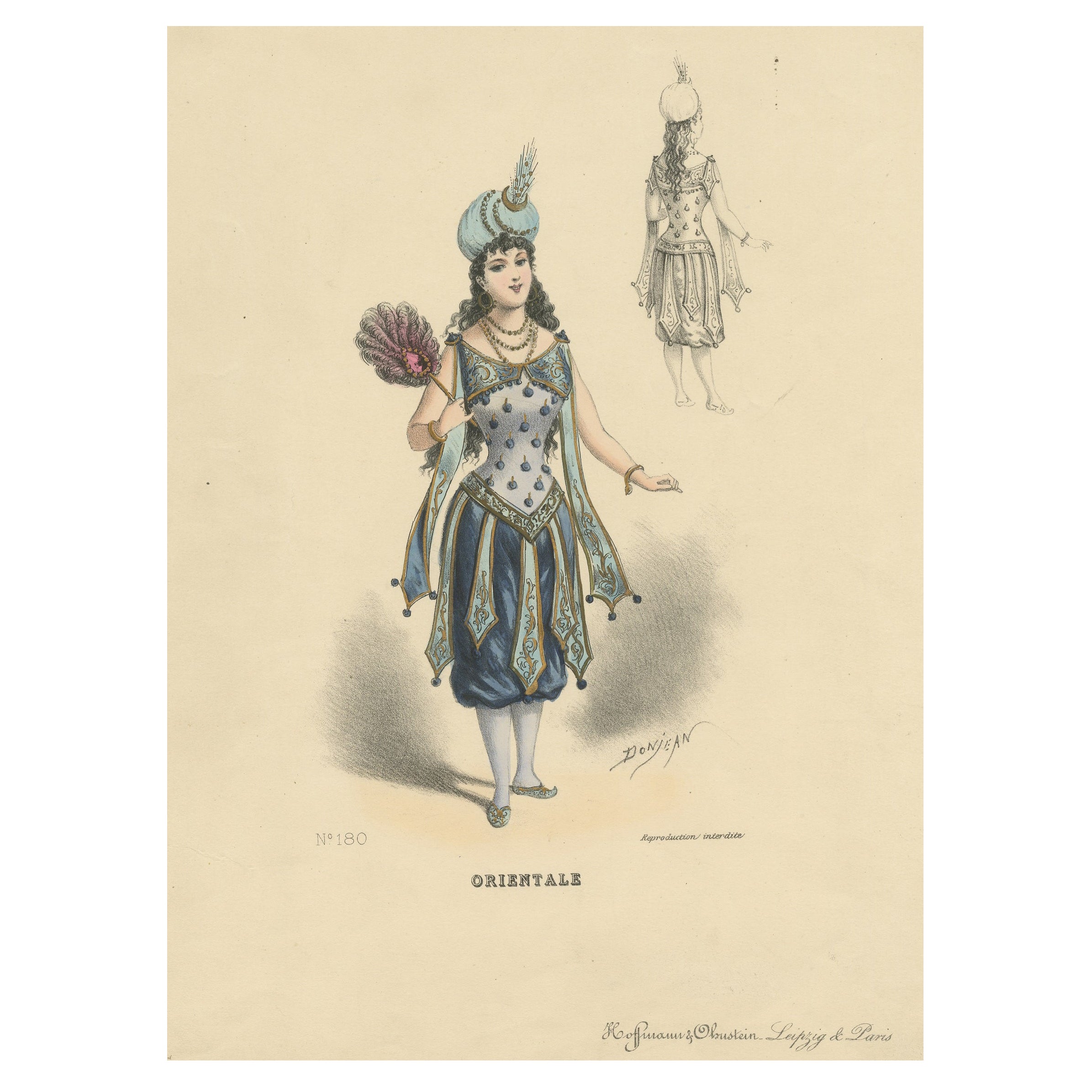 Impression ancienne d'une femme en costume oriental